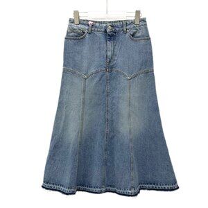 Alexander McQueen Blue Denim Fishtail Skirt Womens Size 38/S